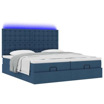 ARDEBO.de - Ottoman-Bett mit Matratzen Blau 180x200 cm Stoff