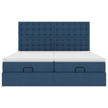 Ottoman-Bett mit Matratzen Blau 200x200 cm Stoff