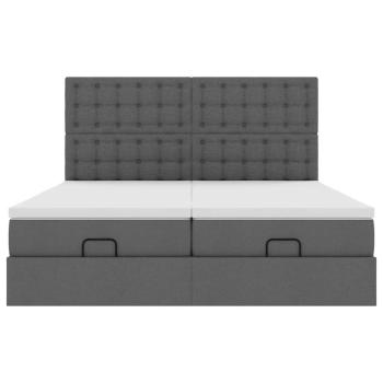 Ottoman-Bett mit Matratzen Dunkelgrau 160x200 cm Stoff
