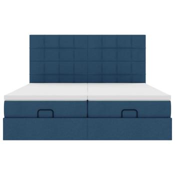 Ottoman-Bett mit Matratzen Blau 200x200 cm Stoff