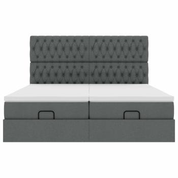 Ottoman-Bett mit Matratzen Dunkelgrau 160x200 cm Stoff
