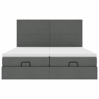 Ottoman-Bett mit Matratzen Dunkelgrau 160x200 cm Stoff