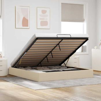 ARDEBO.de - Ottoman-Bett ohne Matratze Creme 160x200 cm Stoff