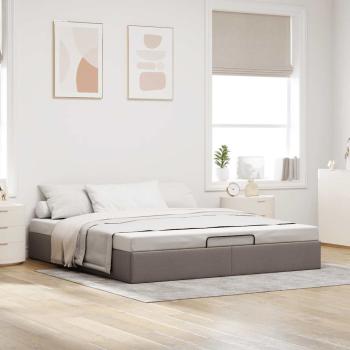 Ottoman-Bett ohne Matratze Taupe 200x200 cm Stoff