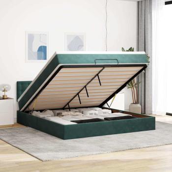 ARDEBO.de - Ottoman-Bett mit Matratze Dunkelgrün 180x200 cm Samt