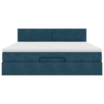 Ottoman-Bett mit Matratze Dunkelblau 180x200 cm Samt