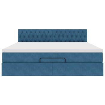 Ottoman-Bett mit Matratze Dunkelblau 180x200 cm Samt
