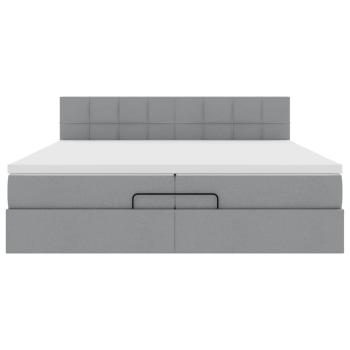Ottoman-Bett mit Matratze Hellgrau 200x200 cm Stoff