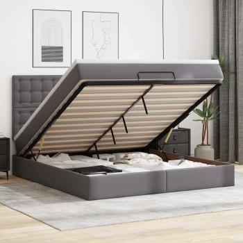 ARDEBO.de - Ottoman-Bett mit Matratze Grau 180x200 cm Kunstleder