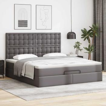 Ottoman-Bett mit Matratze Grau 180x200 cm Kunstleder