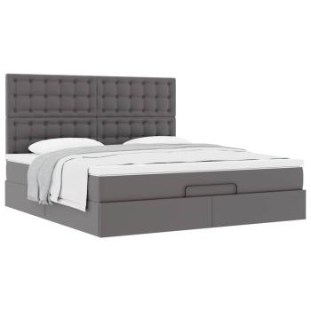 Ottoman-Bett mit Matratze Grau 180x200 cm Kunstleder