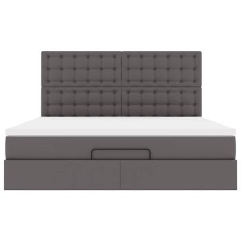 Ottoman-Bett mit Matratze Grau 180x200 cm Kunstleder