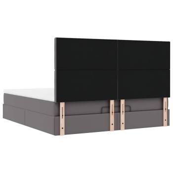 Ottoman-Bett mit Matratze Grau 180x200 cm Kunstleder