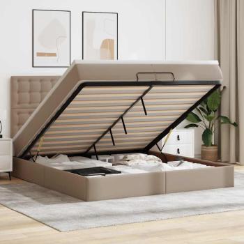 ARDEBO.de - Ottoman-Bett mit Matratzen Cappuccino 200x200cm Kunstleder