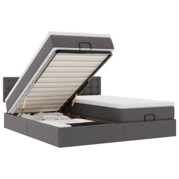 Ottoman-Bett mit Matratzen Grau 180x200 cm Kunstleder