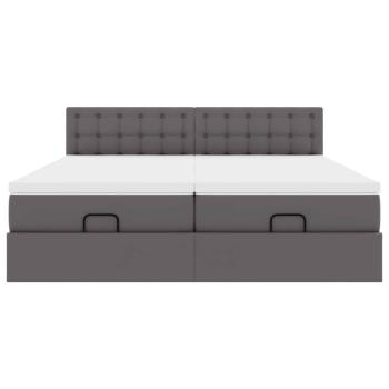 Ottoman-Bett mit Matratzen Grau 180x200 cm Kunstleder
