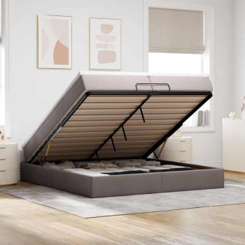 ARDEBO.de - Ottoman-Bett mit Matratzen Taupe 200x200 cm Stoff