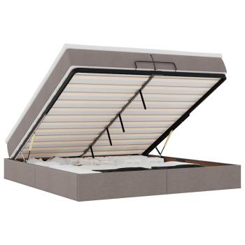 Ottoman-Bett mit Matratzen Taupe 200x200 cm Stoff