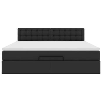 Ottoman-Bett mit Matratze Schwarz 180x200 cm Kunstleder