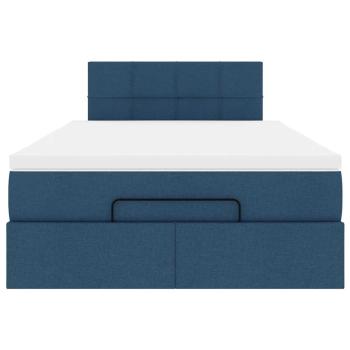 Ottoman-Bett mit Matratze Blau 120x200 cm Stoff
