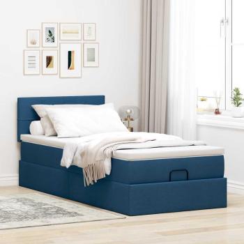 Ottoman-Bett mit Matratze Blau 90x200 cm Stoff