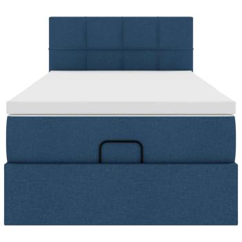 Ottoman-Bett mit Matratze Blau 90x200 cm Stoff