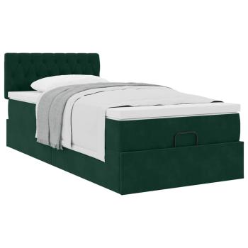 Ottoman-Bett mit Matratze Dunkelgrün 90x200 cm Samt
