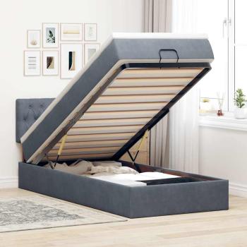 ARDEBO.de - Ottoman-Bett mit Matratze Dunkelgrau 80x200 cm Samt