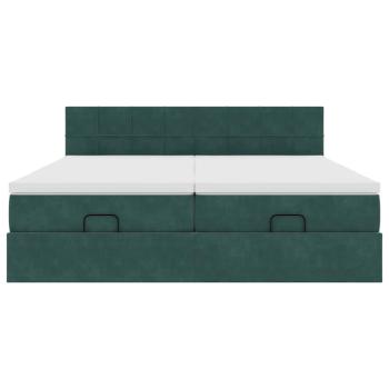 Ottoman-Bett mit Matratzen Dunkelgrün 180x200 cm Samt