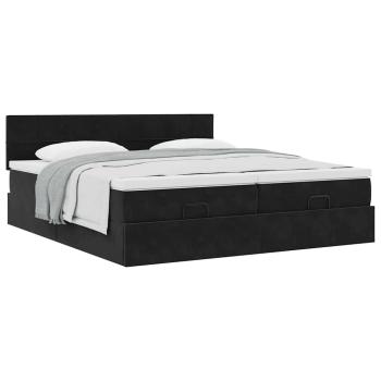 ARDEBO.de - Ottoman-Bett mit Matratzen Schwarz 200x200 cm Samt