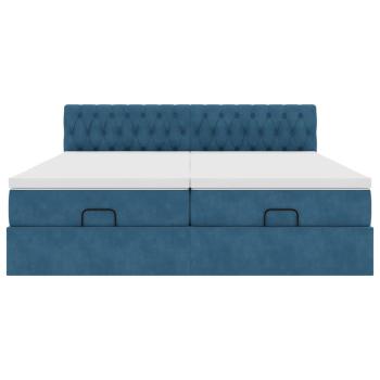 Ottoman-Bett mit Matratzen Dunkelblau 180x200 cm Samt