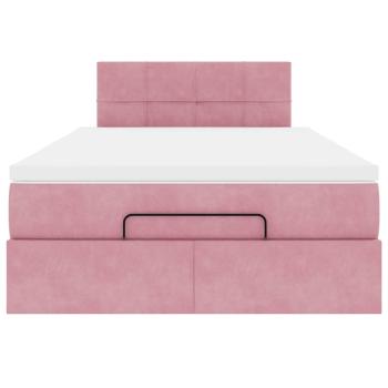 Ottoman-Bett mit Matratze Rosa 120x190 cm Samt