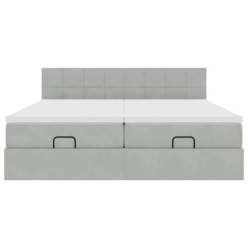 Ottoman-Bett mit Matratzen Hellgrau 160x200 cm Samt
