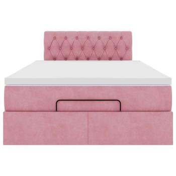 Ottoman-Bett mit Matratze Rosa 120x190 cm Samt