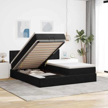 ARDEBO.de - Ottoman-Bett mit Matratzen Schwarz 200x200 cm Samt