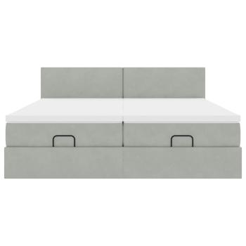 Ottoman-Bett mit Matratzen Hellgrau 180x200 cm Samt