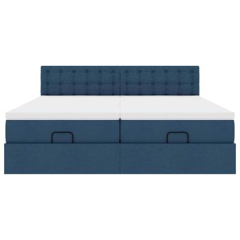 Ottoman-Bett mit Matratzen Blau 200x200 cm Stoff