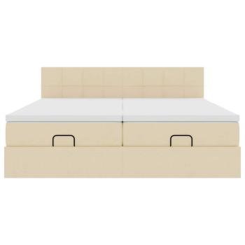 Ottoman-Bett mit Matratzen Creme 160x200 cm Stoff