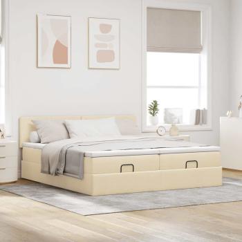 ARDEBO.de - Ottoman-Bett mit Matratzen Creme 180x200 cm Stoff