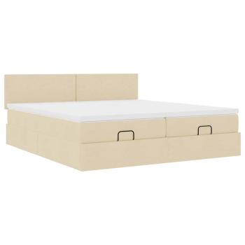 Ottoman-Bett mit Matratzen Creme 180x200 cm Stoff