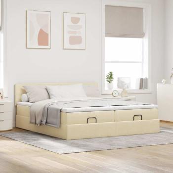 ARDEBO.de - Ottoman-Bett mit Matratzen Creme 180x200 cm Stoff