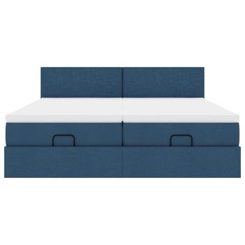 Ottoman-Bett mit Matratzen Blau 200x200 cm Stoff