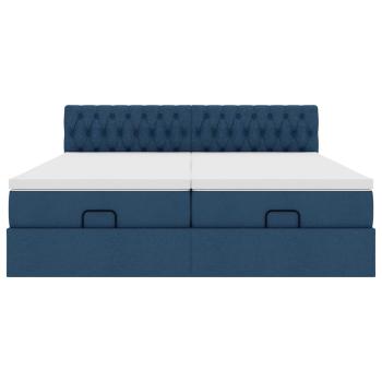 Ottoman-Bett mit Matratzen Blau 180x200 cm Stoff