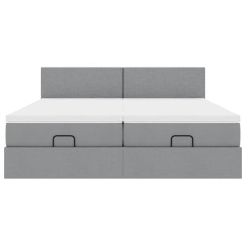 Ottoman-Bett mit Matratzen Hellgrau 180x200 cm Stoff