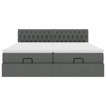 Ottoman-Bett mit Matratzen Dunkelgrau 180x200 cm Stoff