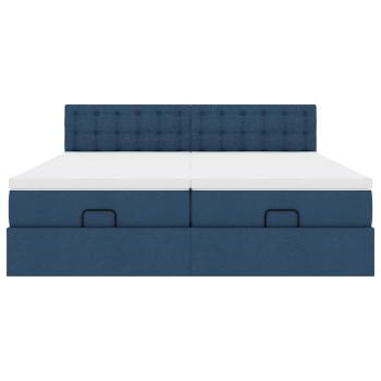 Ottoman-Bett mit Matratzen Blau 180x200 cm Stoff
