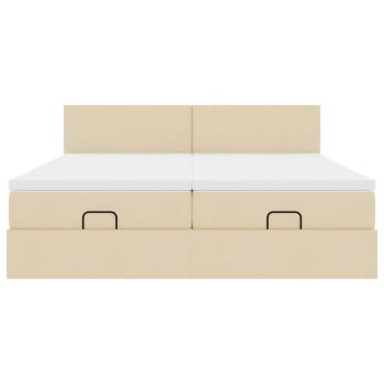 Ottoman-Bett mit Matratzen Creme 160x200 cm Stoff