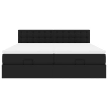 Ottoman-Bett mit Matratzen Schwarz 160x200 cm Kunstleder