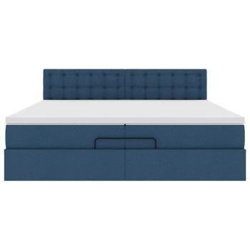 Ottoman-Bett mit Matratzen Blau 200x200 cm Stoff