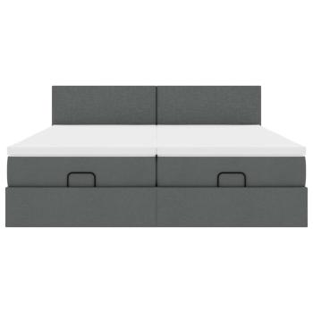 Ottoman-Bett mit Matratzen Dunkelgrau 160x200 cm Stoff